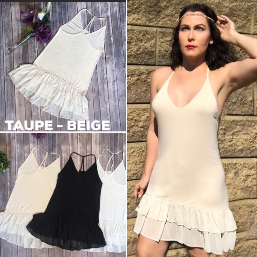 Taupe High Low Layered Chiffon Dress Extender Slip
